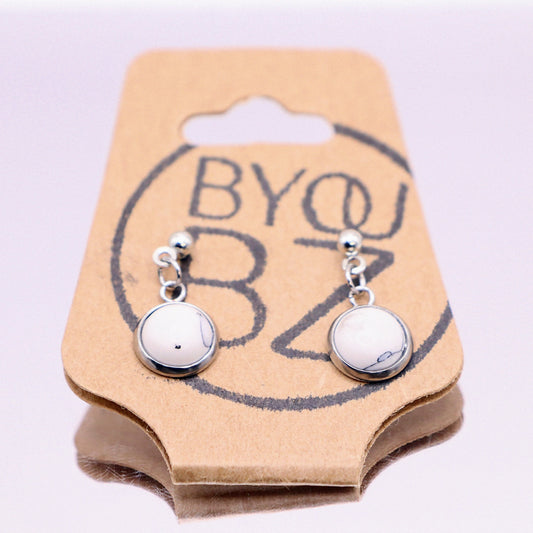 PURE STONE | Oorbellen | wit | howliet | rvs