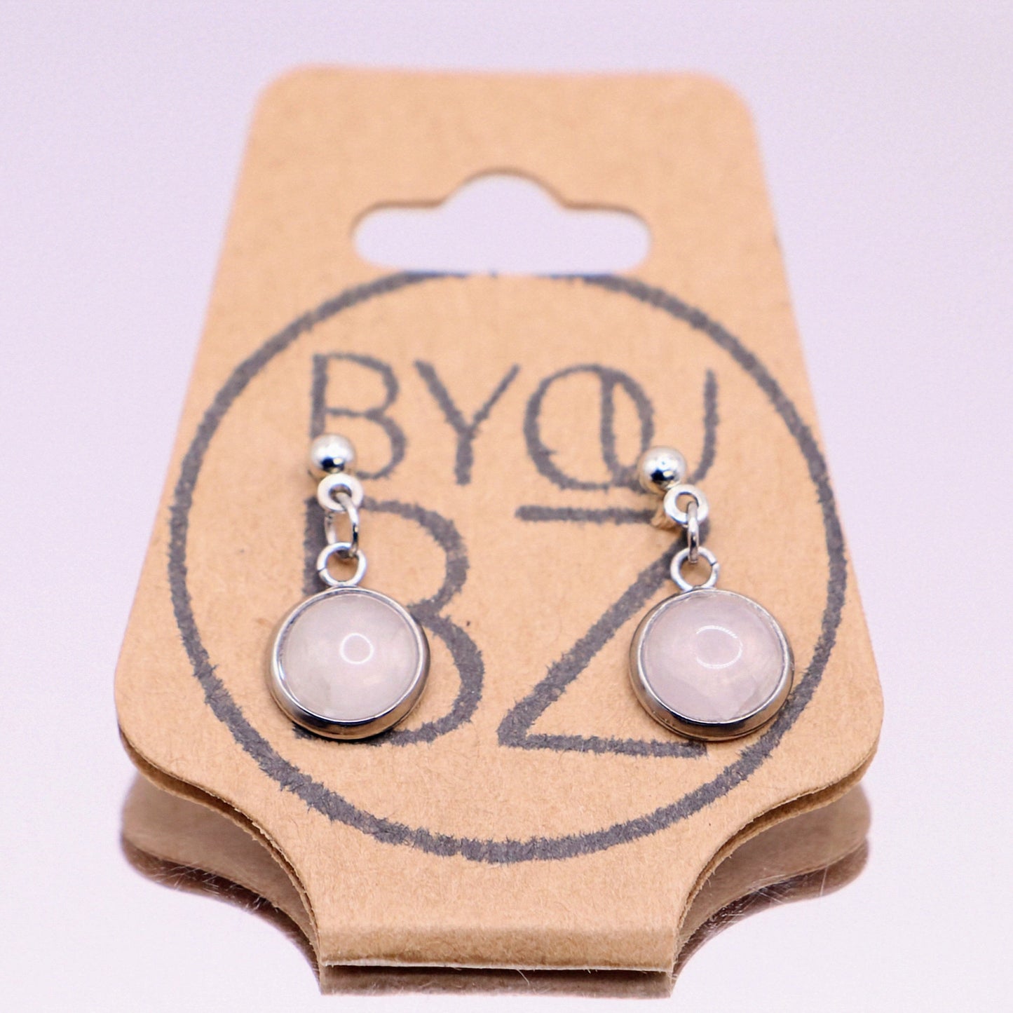 MILK STONE | Oorbellen | wit | melk kwarts | rvs