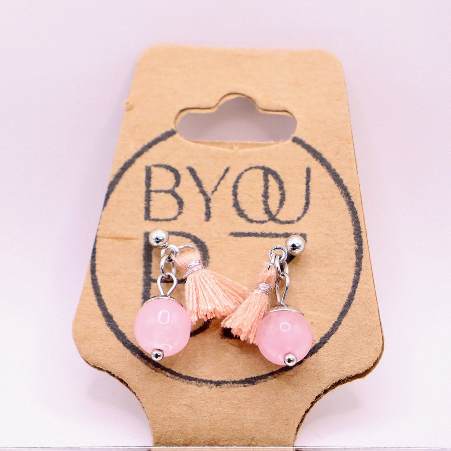 JAPAN BLUSH | Oorbellen | licht roze | rozenkwarts | rvs