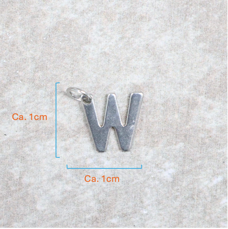 Bedel | Roestvrijstaal | Letter W | Zilver