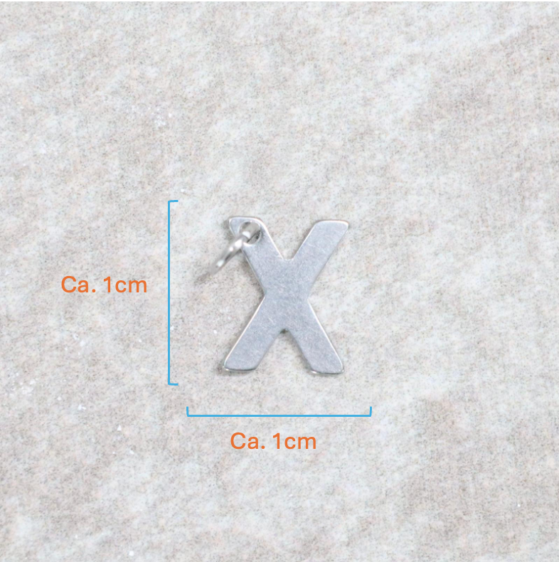 Bedel | Roestvrijstaal | Letter X | Zilver