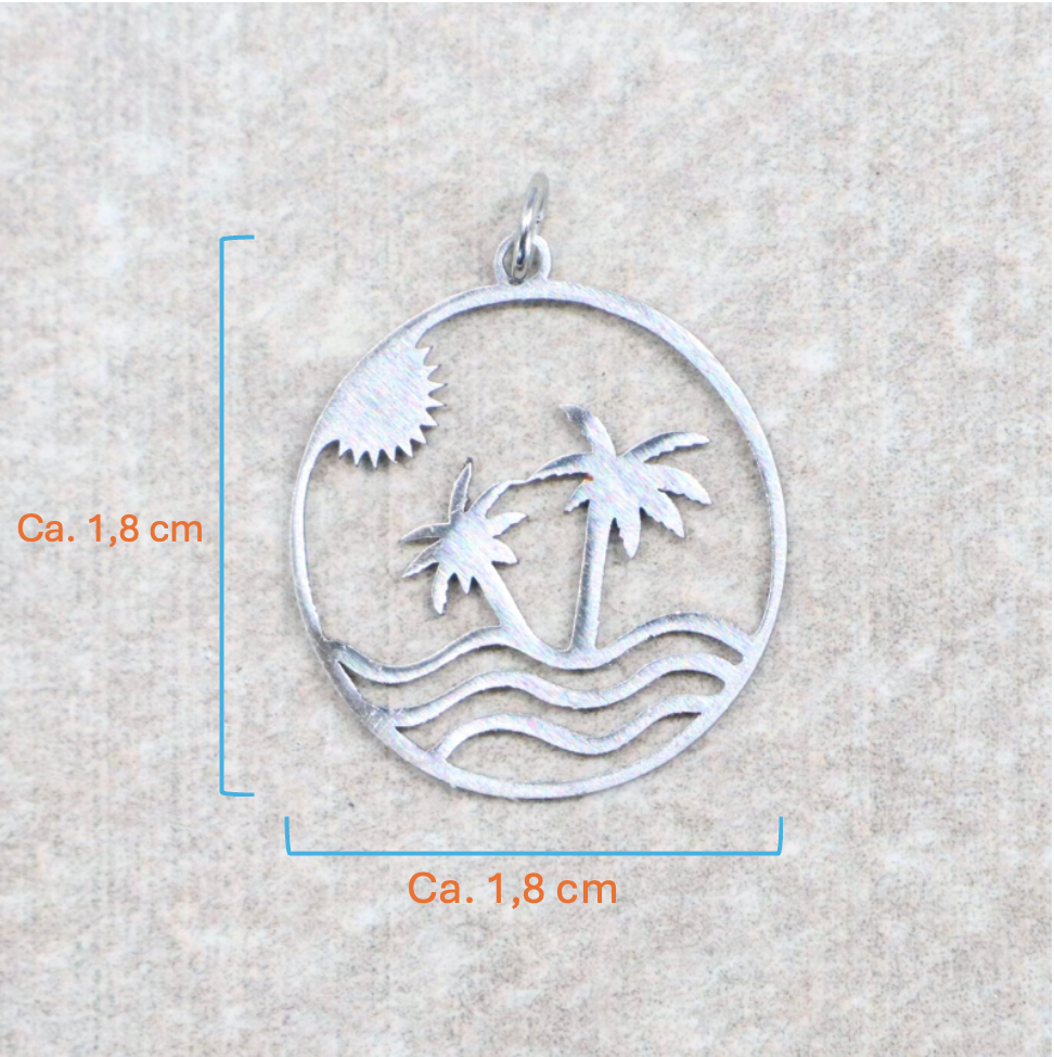 Bedel | Roestvrijstaal | Palmboom Zee Zon | Zilver