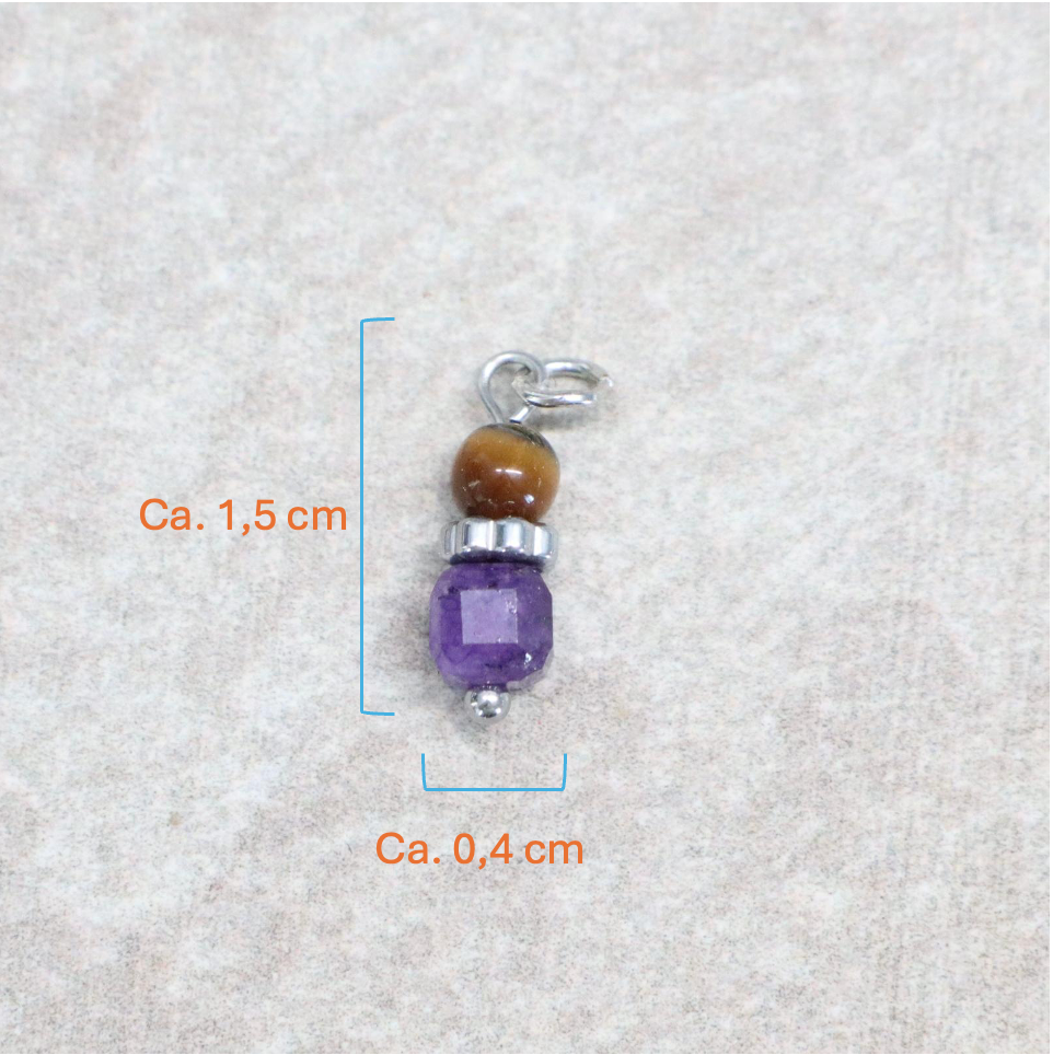 Bedel | Natuursteen | Amethist duo Tijgeroog | Zilver