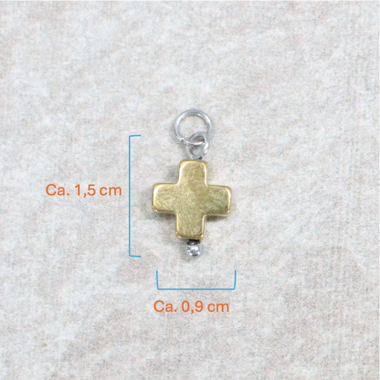 Bedel | Natuursteen | Hematiet kruis goud | Zilver