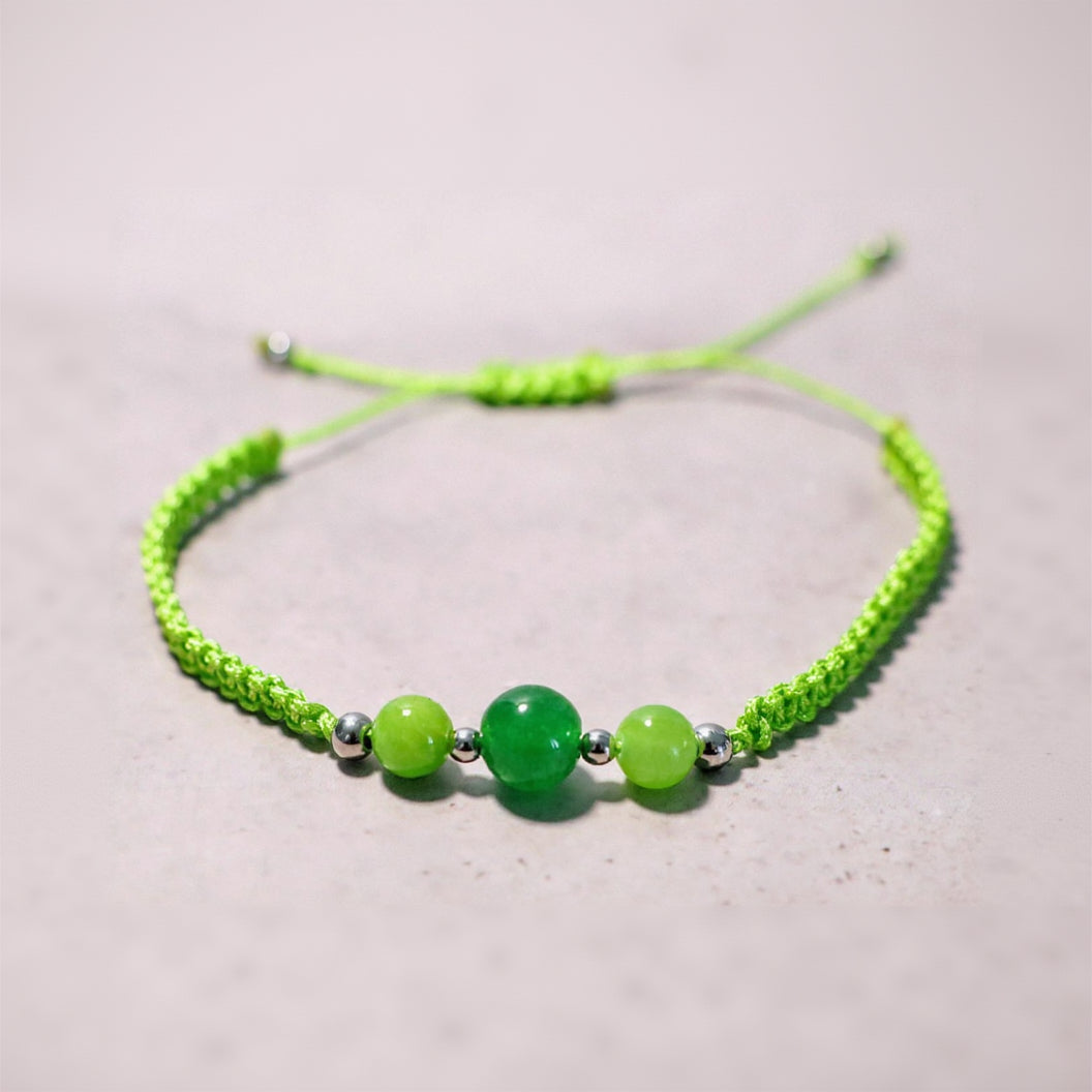 FRESH LEAF | Macramé armband | lichtgroen | zilver