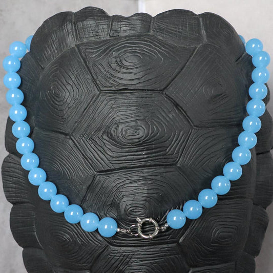 MYKONOS BABY BLUE | Jade natuursteen ketting | 12mm | ca. 50cm