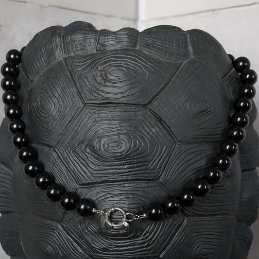 TENERIFE BLACK | Zwarte agaat natuursteen ketting | 12mm | ca. 50cm