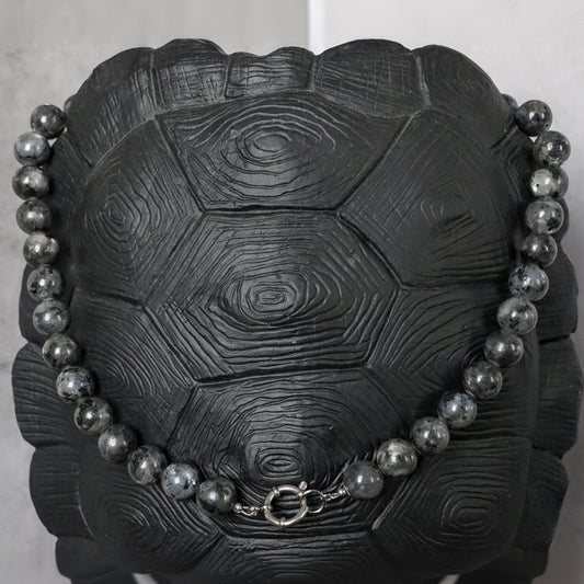 MADEIRA GREY | Larvikiet natuursteen ketting | 12mm | ca. 50cm