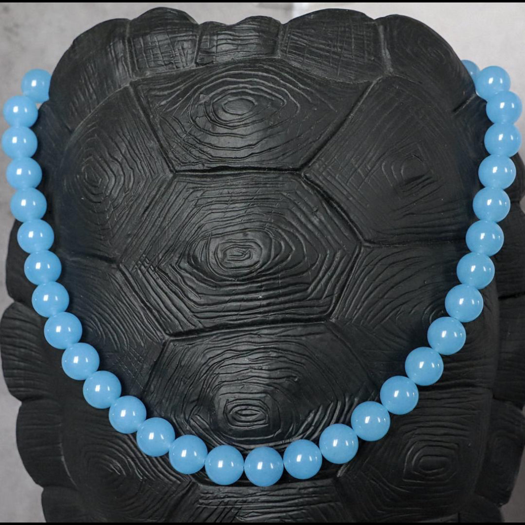 MYKONOS BABY BLUE | Jade natuursteen ketting | 12mm | ca. 50cm