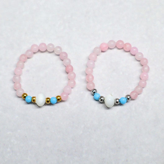 SHELLIGHT ROSE | Rozenkwarts & howliet ring | Goudkleurig | One size