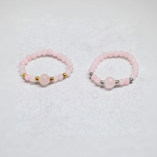 MINERAL ROSE | Rozenkwarts ring | Goudkleurig | One size