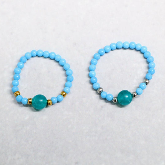 MINERAL TURQUOISE | Howliet & kwarts ring | Goudkleurig | One size
