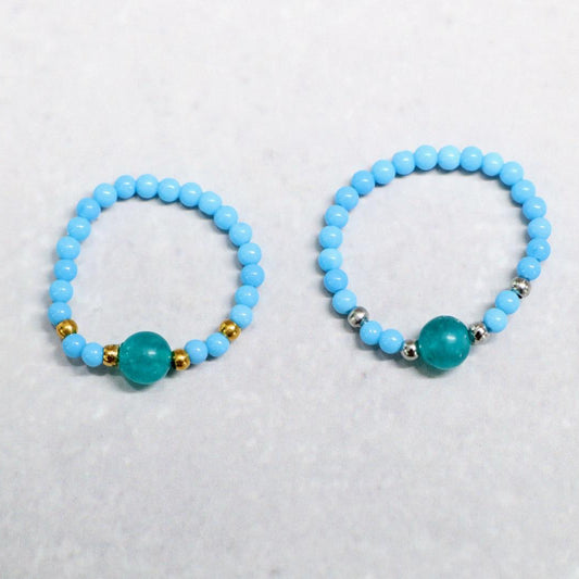 MINERAL TURQUOISE | Howliet & kwarts ring | Zilverkleurig | One size