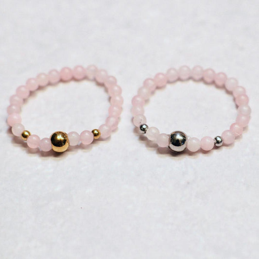 METALSHINE PINK | Rozenkwarts ring | Goudkleurig | One size