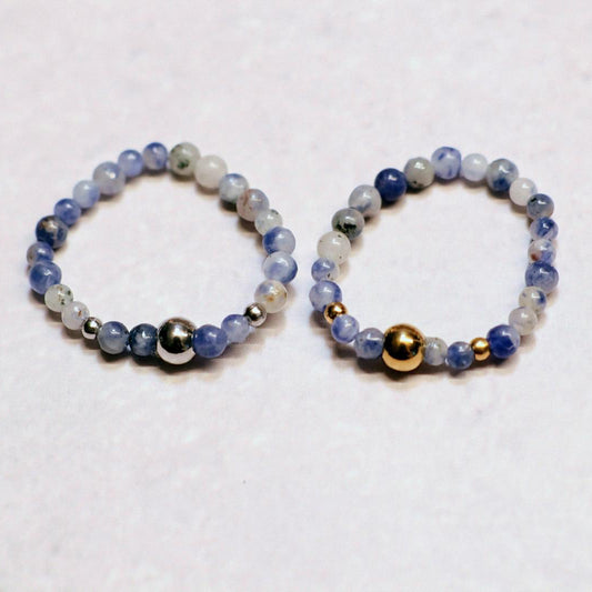 METALSHINE BLUE | Sodaliet ring | Zilverkleurig | One size