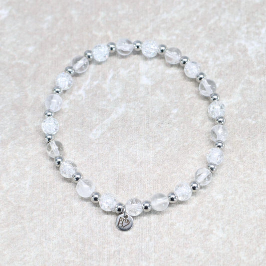 ZERMATT SNOW | Bergkristal & craquelé kwarts armband | 6mm | Normal Fit