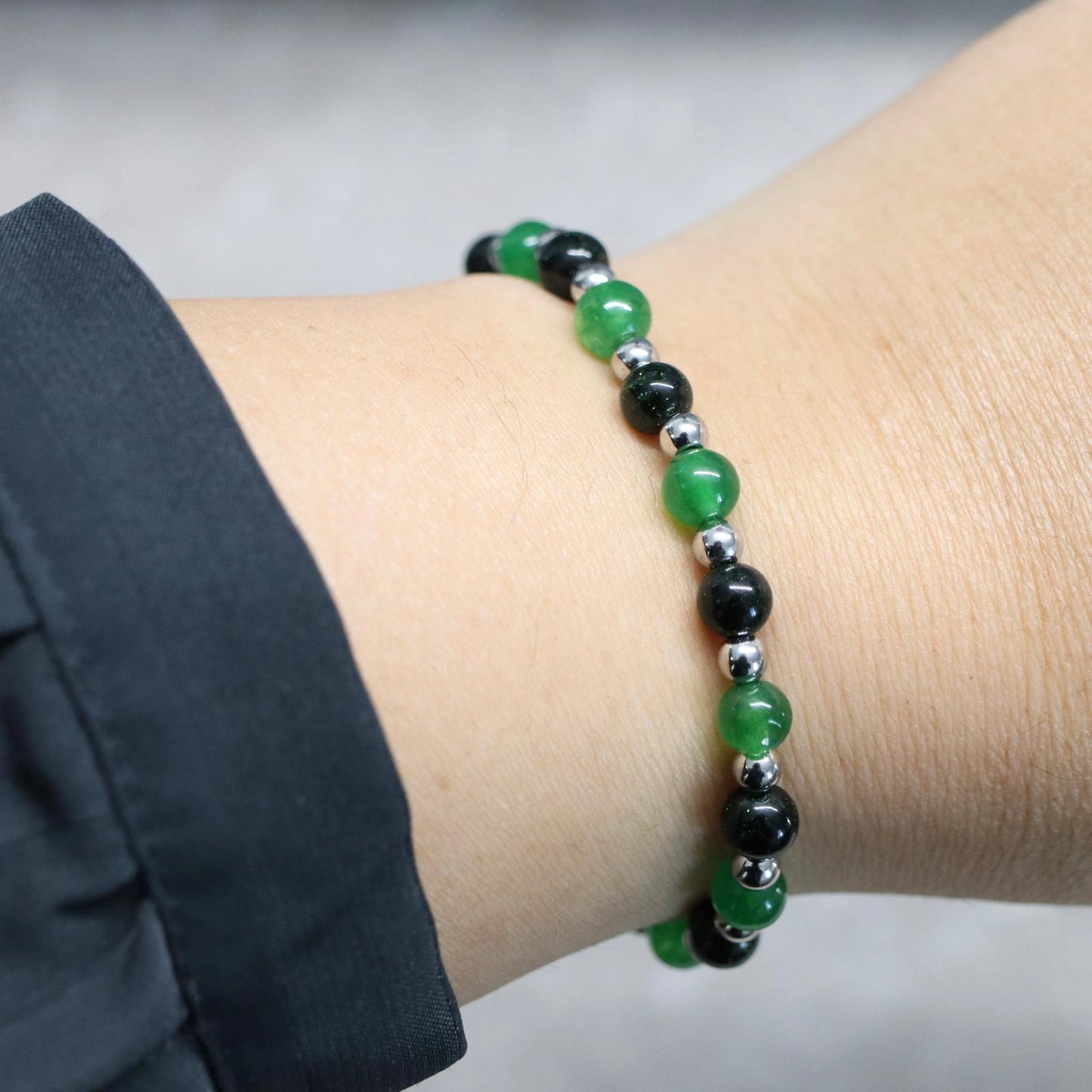EMERALD HOI AN | Groene chalcedoon & groen zandsteen armband | 6mm | Normal Fit