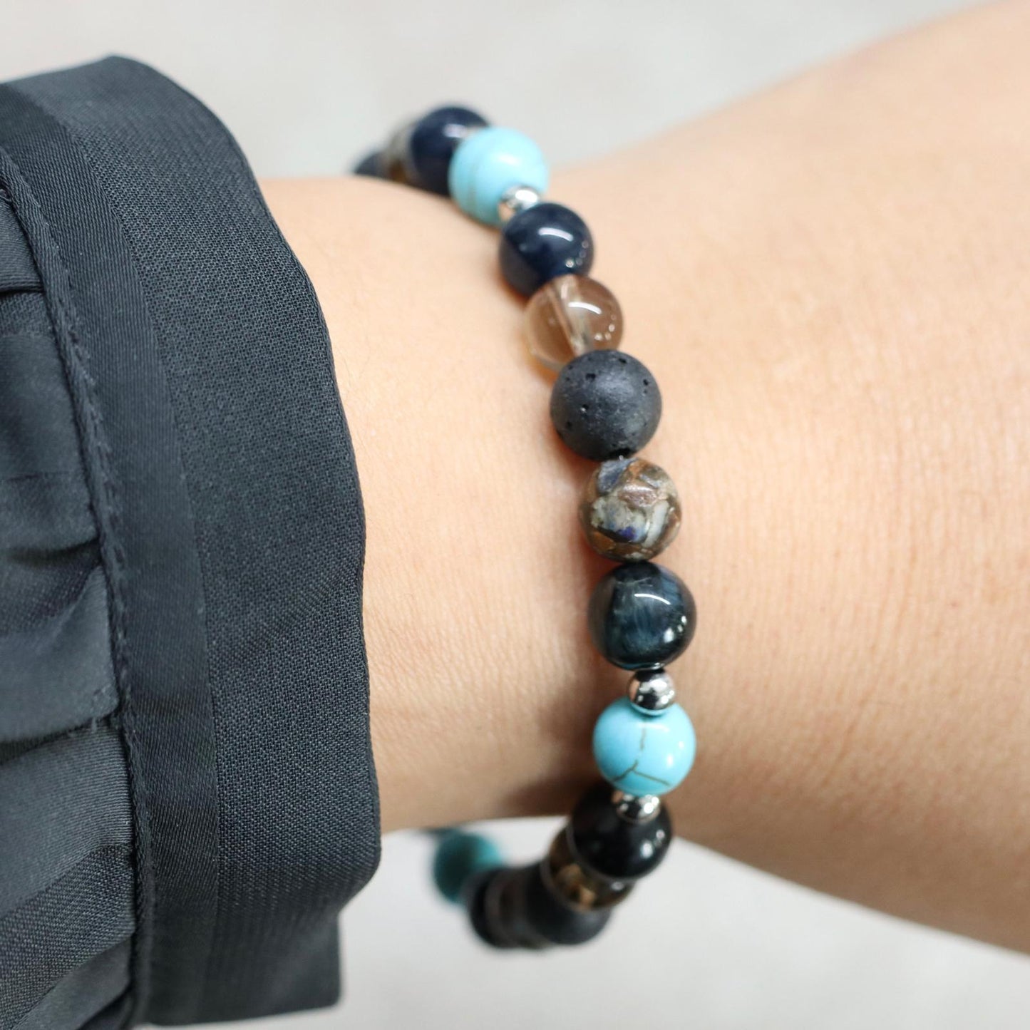 BLUE DEPTHS | Natuursteen armband mix | 8mm | Relaxed Fit