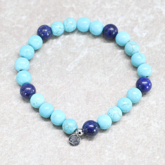 BAHAMA BLUE TIDE | Howliet & lapis lazuli armband | 8mm | Relaxed Fit