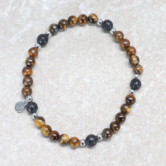 KALAHARI DUSK | Tijgeroog lavasteen armband | 6mm | Relaxed Fit