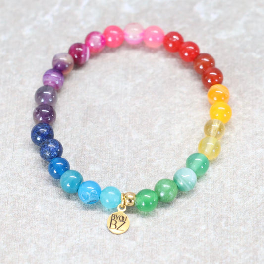 SPECTRUM GLOW | Natuursteen armband mix | 6mm | Small Fit