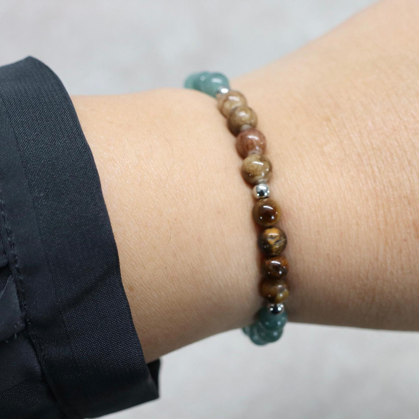 DUBLIN WOODS | Natuursteen armband mix | 6mm | Small Fit