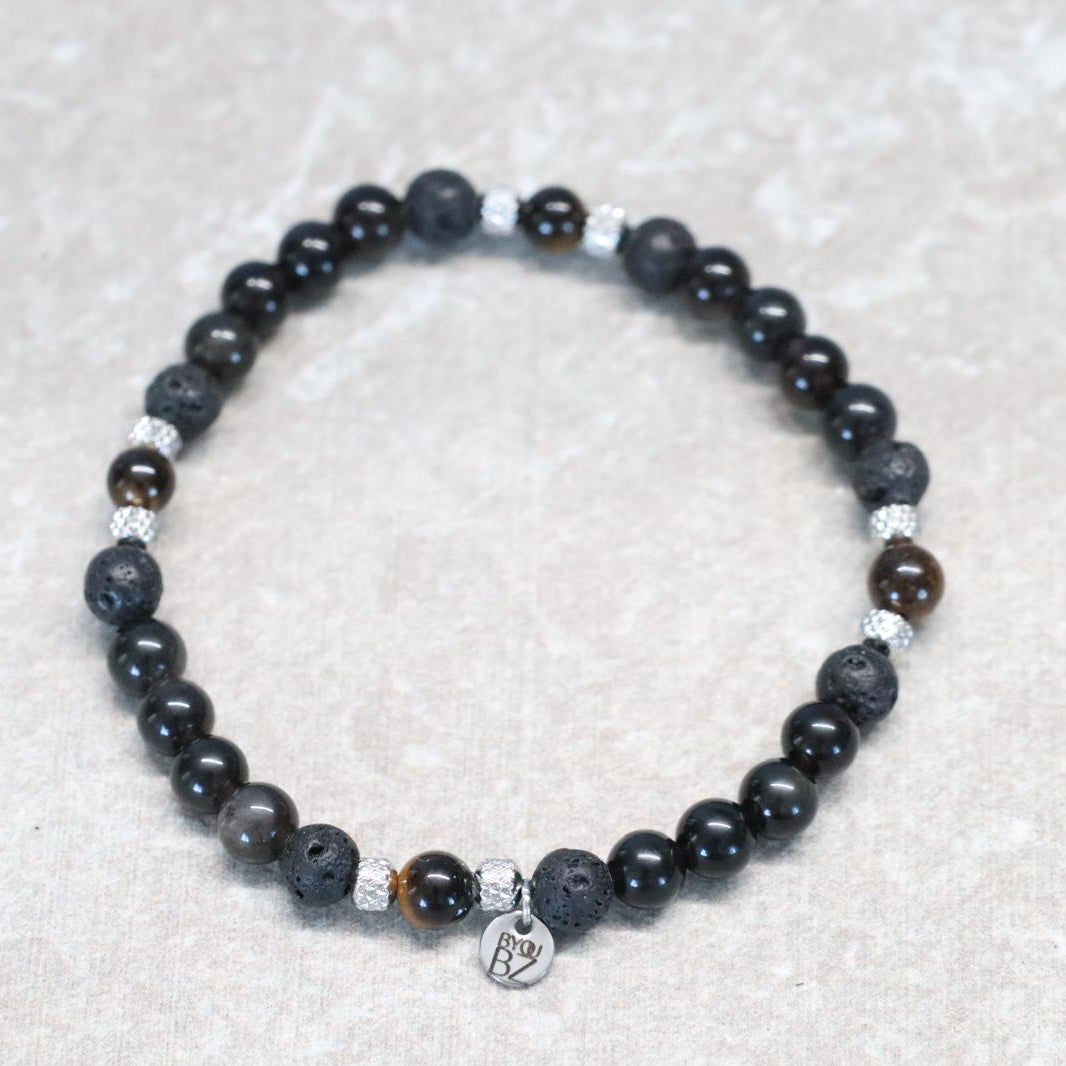 SHADES OF FEZ | Obsidiaan & lavasteen armband | 6mm | Relaxed Fit