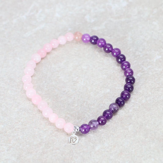 UBUD BLOOM | rozenkwarts & amethist armband | 6mm| Relaxed Fit