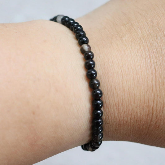 Zwarte Agaat | Agaat armband | 4 mm | Normal Fit