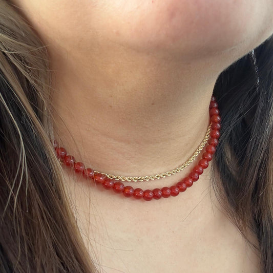 CLASSIC Carneool | Ketting | 6mm | Kreeftsluiting | 45cm