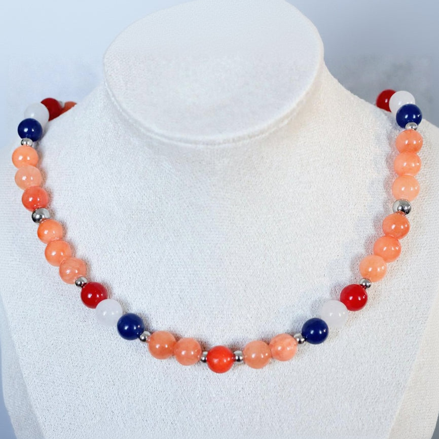 WATERLEIDINGDUINEN GLOW | Natuursteen ketting mix | 8mm | 40cm