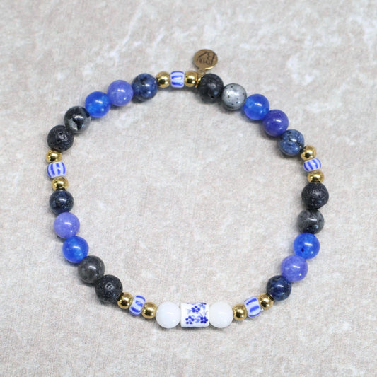 BLUE CHINA | Natuursteen armband mix | 6mm | Normal Fit