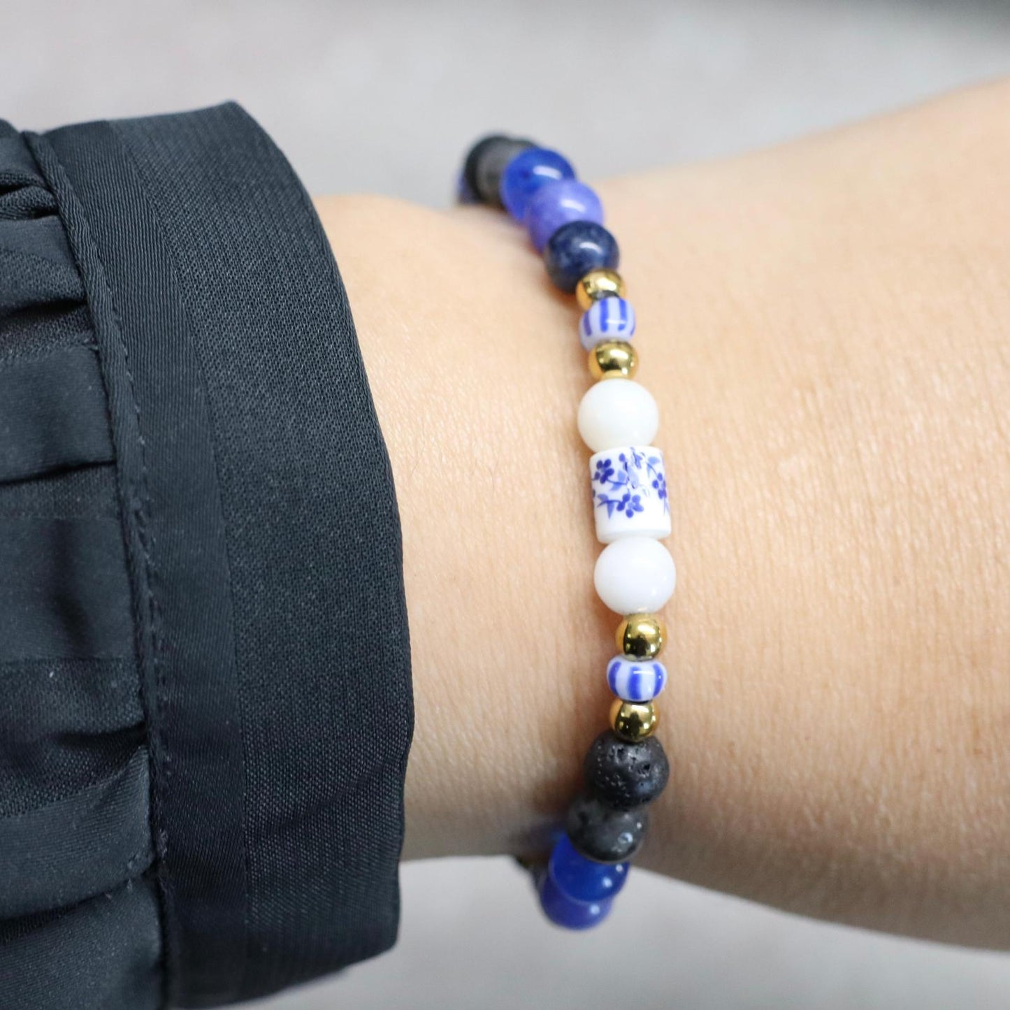 BLUE CHINA | Natuursteen armband mix | 6mm | Normal Fit