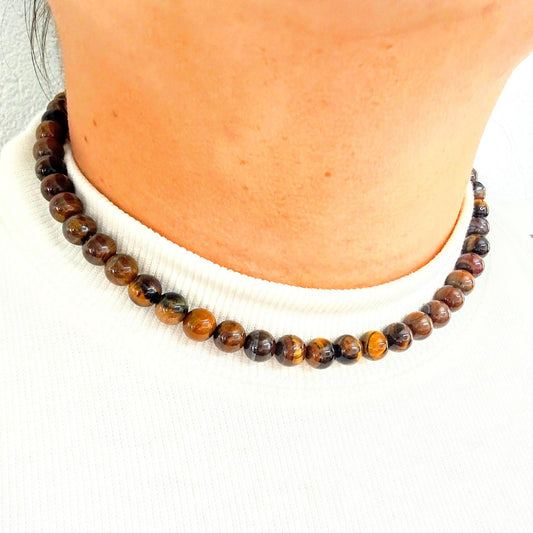 CLASSIC Tijgeroog | Ketting | 8mm | Magneetsluiting | 45cm