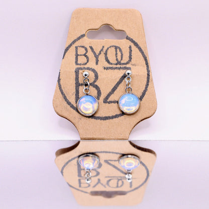 MOON GLOW | Oorbellen | wit | opaliet | rvs