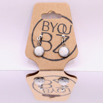 PURE STONE | Oorbellen | wit | howliet | rvs
