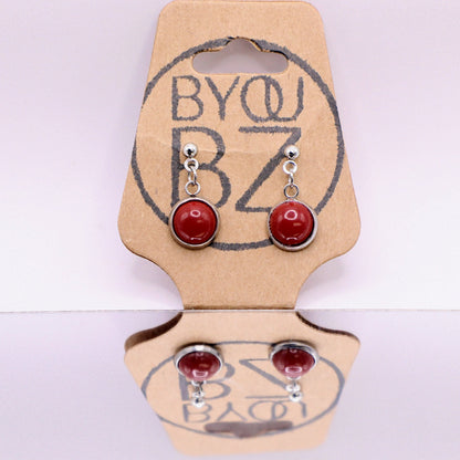 RUBY CORE | Oorbellen | donker rood | howliet | rvs