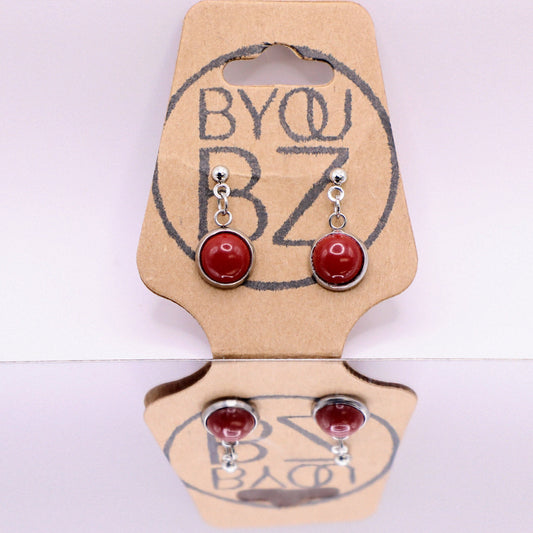 RUBY CORE | Oorbellen | donker rood | howliet | rvs