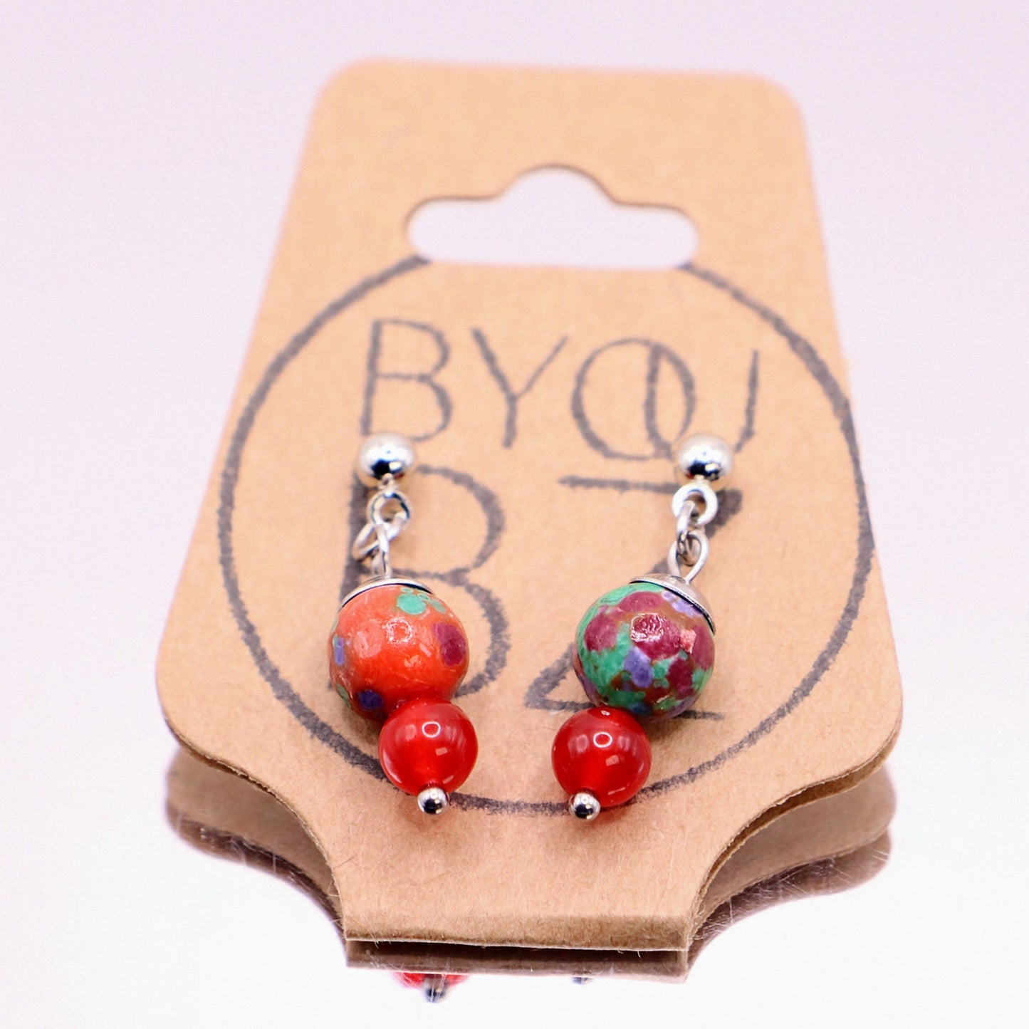 FIESTA MINI | Oorbellen | rood | rvs