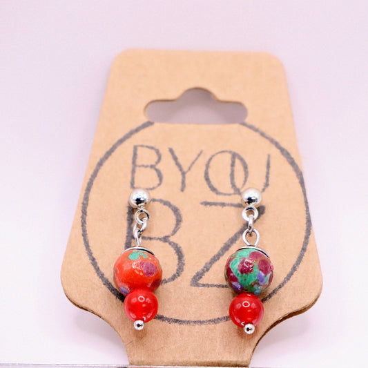 FIESTA MINI | Oorbellen | rood | rvs