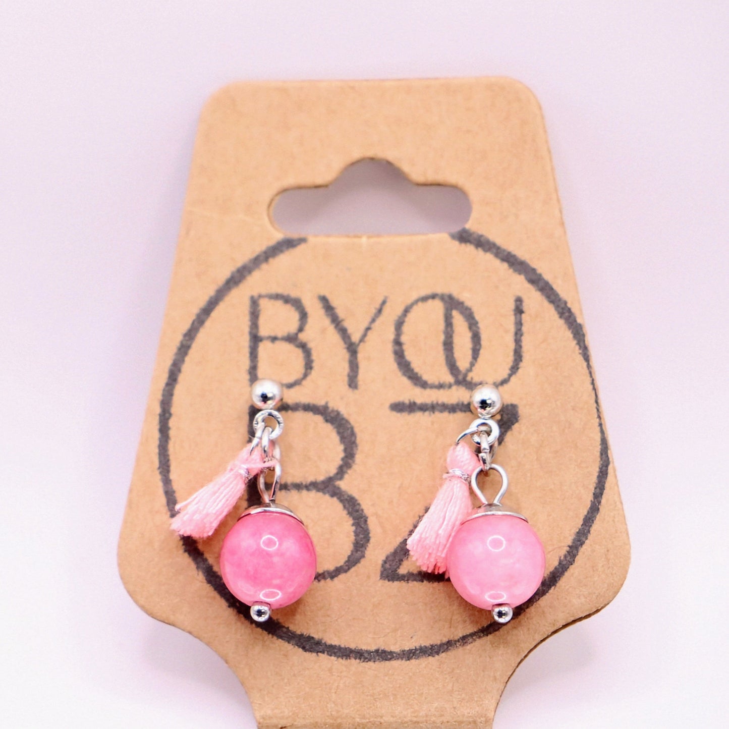 FRENCH BLUSH | Oorbellen | donker roze | aardbeienkwarts | rvs