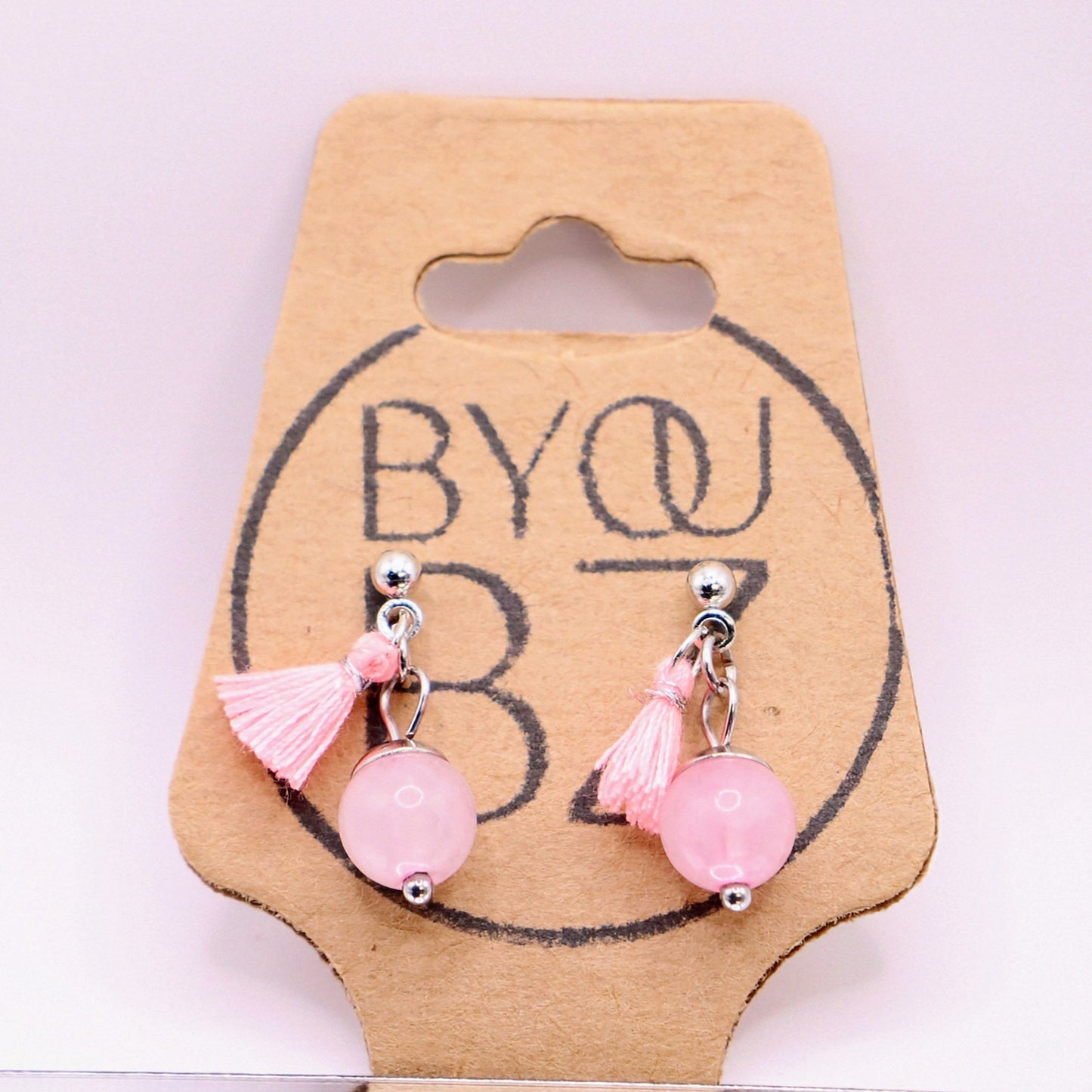 JAPAN BLUSH | Oorbellen | licht roze | rozenkwarts | rvs