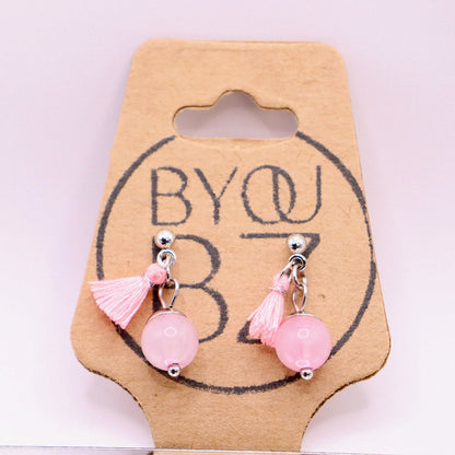 JAPAN BLUSH | Oorbellen | licht roze | rozenkwarts | rvs