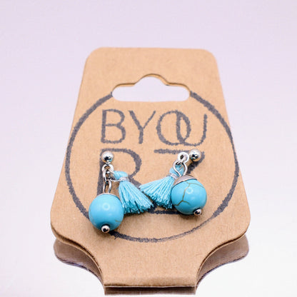 AEGEAN BLUE | Oorbellen | turquoise | blauwe howliet | rvs