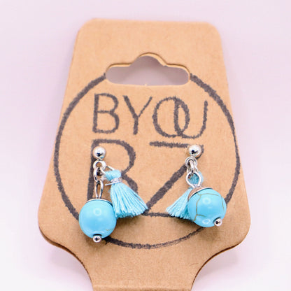 AEGEAN BLUE | Oorbellen | turquoise | blauwe howliet | rvs