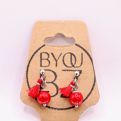 HAVANA HEAT | Oorbellen | rood | natuursteen | rvs