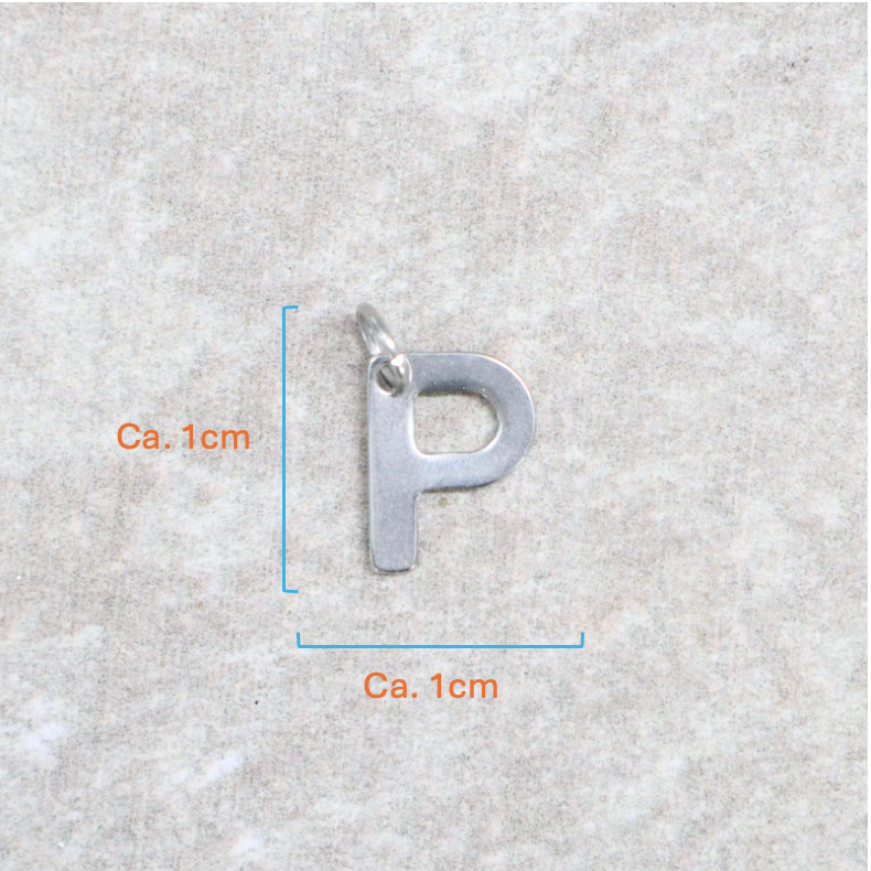 Bedel | Roestvrijstaal | Letter P | Zilver