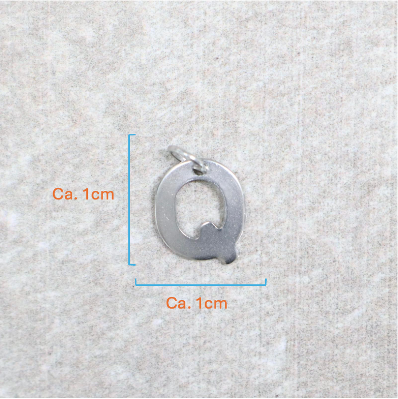 Bedel | Roestvrijstaal | Letter Q | Zilver