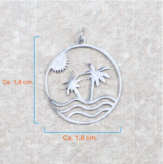 Bedel | Roestvrijstaal | Palmboom Zee Zon | Zilver