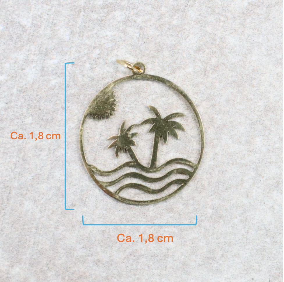 Bedel | Roestvrijstaal | Palmboom Zee Zon | Goud